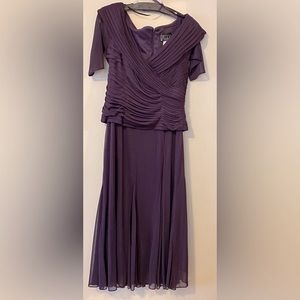 Alex Evening dress, eggplant purple, formal, 3/4 midi length